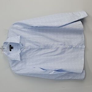 LANDS' END button down dress shirt blue polka dot & micro stripe